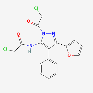 molecular formula C17H13Cl2N3O3 B11054734 2-chloro-N-[1-(chloroacetyl)-3-(furan-2-yl)-4-phenyl-1H-pyrazol-5-yl]acetamide 