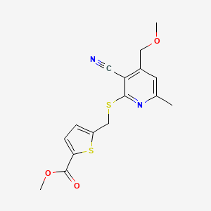 Methyl 5-(([3-cyano-4-(methoxymethyl)-6-methylpyridin-2-yl]sulfanyl)methyl)thiophene-2-carboxylate