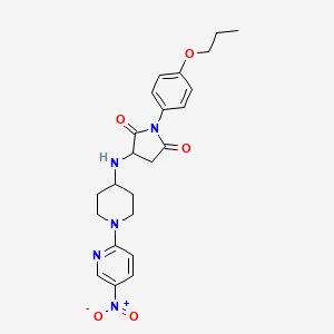 molecular formula C23H27N5O5 B11054781 3-{[1-(5-Nitropyridin-2-yl)piperidin-4-yl]amino}-1-(4-propoxyphenyl)pyrrolidine-2,5-dione 