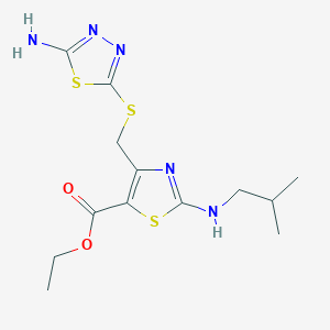 Ethyl 4-{[(5-amino-1,3,4-thiadiazol-2-yl)sulfanyl]methyl}-2-[(2-methylpropyl)amino]-1,3-thiazole-5-carboxylate