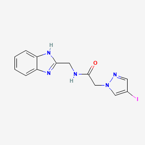 molecular formula C13H12IN5O B11054814 1H-Pyrazole-1-acetamide, N-(1H-1,3-benzimidazol-2-ylmethyl)-4-iodo- 