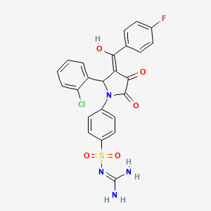 molecular formula C24H18ClFN4O5S B11054827 N-carbamimidoyl-4-{2-(2-chlorophenyl)-3-[(4-fluorophenyl)carbonyl]-4-hydroxy-5-oxo-2,5-dihydro-1H-pyrrol-1-yl}benzenesulfonamide 