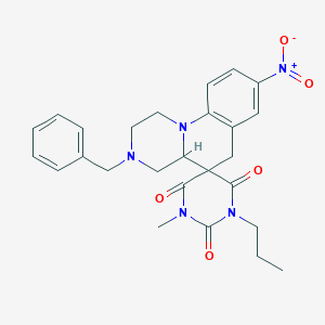 molecular formula C26H29N5O5 B11054849 3-benzyl-1'-methyl-8-nitro-3'-propyl-2,3,4,4a-tetrahydro-1H,2'H,6H-spiro[pyrazino[1,2-a]quinoline-5,5'-pyrimidine]-2',4',6'(1'H,3'H)-trione 