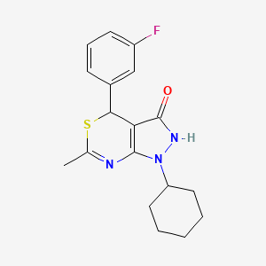 1-cyclohexyl-4-(3-fluorophenyl)-6-methyl-1,4-dihydropyrazolo[3,4-d][1,3]thiazin-3(2H)-one