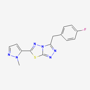 molecular formula C14H11FN6S B11054879 3-(4-fluorobenzyl)-6-(1-methyl-1H-pyrazol-5-yl)[1,2,4]triazolo[3,4-b][1,3,4]thiadiazole 