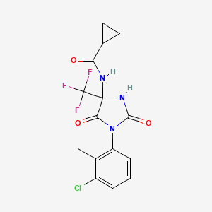 molecular formula C15H13ClF3N3O3 B11054933 N-[1-(3-chloro-2-methylphenyl)-2,5-dioxo-4-(trifluoromethyl)imidazolidin-4-yl]cyclopropanecarboxamide 