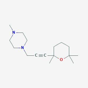 molecular formula C16H28N2O B11054937 1-methyl-4-[3-(2,6,6-trimethyltetrahydro-2H-pyran-2-yl)prop-2-yn-1-yl]piperazine 