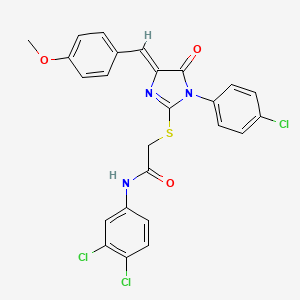 molecular formula C25H18Cl3N3O3S B11054952 2-{[(4Z)-1-(4-chlorophenyl)-4-(4-methoxybenzylidene)-5-oxo-4,5-dihydro-1H-imidazol-2-yl]sulfanyl}-N-(3,4-dichlorophenyl)acetamide 