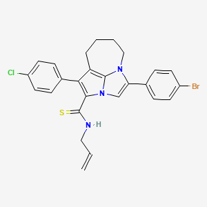 molecular formula C26H23BrClN3S B11054985 N~2~-Allyl-4-(4-bromophenyl)-1-(4-chlorophenyl)-5,6,7,8-tetrahydro-2A,4A-diazacyclopenta[CD]azulene-2-carbothioamide 