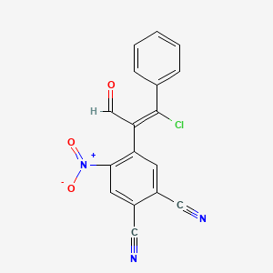 4-[(E)-2-Chloro-1-formyl-2-phenyl-1-ethenyl]-2-cyano-5-nitrophenyl cyanide