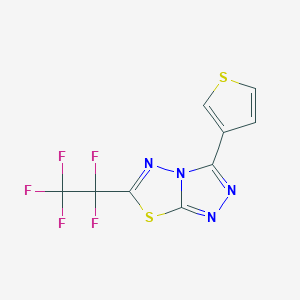 molecular formula C9H3F5N4S2 B11055036 6-(Pentafluoroethyl)-3-(thiophen-3-yl)[1,2,4]triazolo[3,4-b][1,3,4]thiadiazole 