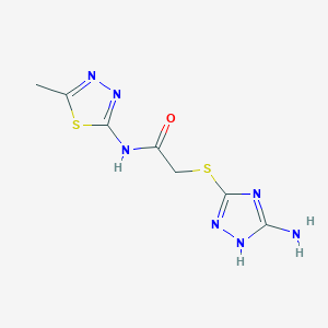 molecular formula C7H9N7OS2 B11055045 2-[(3-amino-1H-1,2,4-triazol-5-yl)sulfanyl]-N-(5-methyl-1,3,4-thiadiazol-2-yl)acetamide 