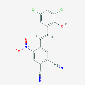 molecular formula C16H7Cl2N3O3 B11055055 4-[(E)-2-(3,5-dichloro-2-hydroxyphenyl)ethenyl]-5-nitrobenzene-1,2-dicarbonitrile 