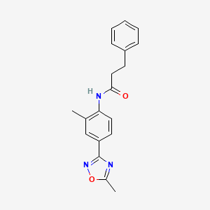 molecular formula C19H19N3O2 B11055076 N-[2-methyl-4-(5-methyl-1,2,4-oxadiazol-3-yl)phenyl]-3-phenylpropanamide 