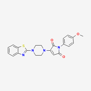 molecular formula C22H20N4O3S B11055099 3-[4-(1,3-benzothiazol-2-yl)piperazin-1-yl]-1-(4-methoxyphenyl)-1H-pyrrole-2,5-dione 