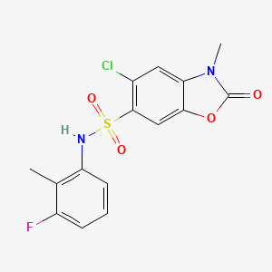 molecular formula C15H12ClFN2O4S B11055141 5-chloro-N-(3-fluoro-2-methylphenyl)-3-methyl-2-oxo-2,3-dihydro-1,3-benzoxazole-6-sulfonamide 