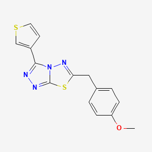 molecular formula C15H12N4OS2 B11055145 6-[(4-Methoxyphenyl)methyl]-3-(thiophen-3-yl)-[1,2,4]triazolo[3,4-b][1,3,4]thiadiazole 