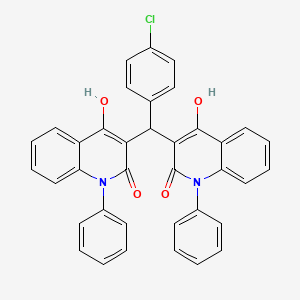 molecular formula C37H25ClN2O4 B11055151 3-[(4-Chlorophenyl)-(4-hydroxy-2-oxo-1-phenyl-3-quinolyl)methyl]-4-hydroxy-1-phenyl-quinolin-2-one 