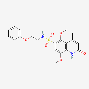 molecular formula C20H22N2O6S B11055171 5,8-dimethoxy-4-methyl-2-oxo-N-(2-phenoxyethyl)-1,2-dihydroquinoline-6-sulfonamide 