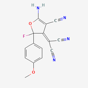 molecular formula C15H9FN4O2 B11055182 [5-amino-4-cyano-2-fluoro-2-(4-methoxyphenyl)furan-3(2H)-ylidene]propanedinitrile 