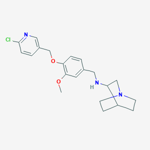 molecular formula C21H26ClN3O2 B11055217 1-Azabicyclo[2.2.2]octan-3-amine, N-[[4-[(6-chloro-3-pyridinyl)methoxy]-3-methoxyphenyl]methyl]- 