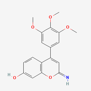 molecular formula C18H17NO5 B11055252 2-imino-4-(3,4,5-trimethoxyphenyl)-2H-chromen-7-ol 