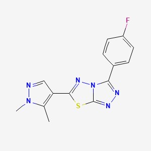 molecular formula C14H11FN6S B11055268 6-(1,5-dimethyl-1H-pyrazol-4-yl)-3-(4-fluorophenyl)[1,2,4]triazolo[3,4-b][1,3,4]thiadiazole 