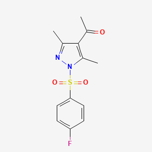 molecular formula C13H13FN2O3S B11055285 1-Ethanone, 1-[1-[(4-fluorophenyl)sulfonyl]-3,5-dimethyl-1H-pyrazol-4-yl]- 