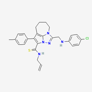 molecular formula C27H28ClN5S B11055330 N~3~-Allyl-1-[(4-chloroanilino)methyl]-4-(4-methylphenyl)-5,6,7,8-tetrahydro-2,2A,8A-triazacyclopenta[CD]azulene-3-carbothioamide 