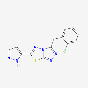 molecular formula C13H9ClN6S B11055374 3-(2-chlorobenzyl)-6-(1H-pyrazol-3-yl)[1,2,4]triazolo[3,4-b][1,3,4]thiadiazole 