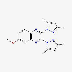 molecular formula C19H20N6O B11055390 2,3-bis(3,5-dimethyl-1H-pyrazol-1-yl)-6-methoxyquinoxaline 