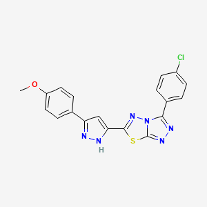 3-(4-chlorophenyl)-6-[3-(4-methoxyphenyl)-1H-pyrazol-5-yl][1,2,4]triazolo[3,4-b][1,3,4]thiadiazole