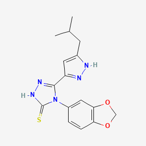 4-(2H-1,3-Benzodioxol-5-yl)-5-[5-(2-methylpropyl)-2H-pyrazol-3-yl]-1,2,4-triazole-3-thiol