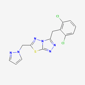 molecular formula C14H10Cl2N6S B11055419 3-(2,6-dichlorobenzyl)-6-(1H-pyrazol-1-ylmethyl)[1,2,4]triazolo[3,4-b][1,3,4]thiadiazole 