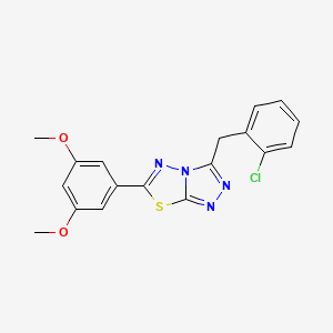 molecular formula C18H15ClN4O2S B11055421 3-(2-Chlorobenzyl)-6-(3,5-dimethoxyphenyl)[1,2,4]triazolo[3,4-b][1,3,4]thiadiazole 