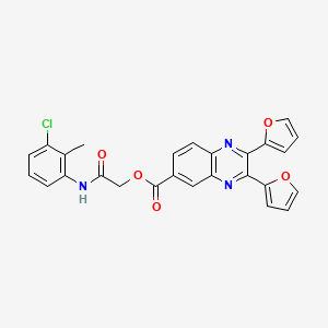 molecular formula C26H18ClN3O5 B11055438 2-[(3-Chloro-2-methylphenyl)amino]-2-oxoethyl 2,3-di(furan-2-yl)quinoxaline-6-carboxylate 