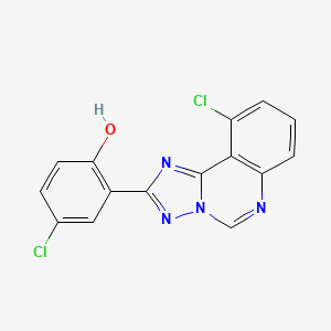 molecular formula C15H8Cl2N4O B11055444 4-Chloro-2-(10-chloro[1,2,4]triazolo[1,5-c]quinazolin-2-yl)phenol 