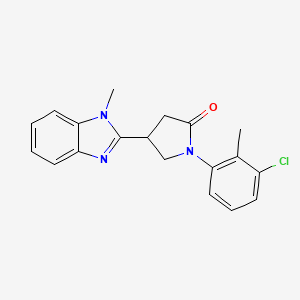 molecular formula C19H18ClN3O B11055468 1-(3-chloro-2-methylphenyl)-4-(1-methyl-1H-benzimidazol-2-yl)pyrrolidin-2-one 