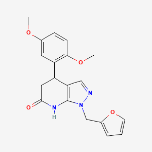 molecular formula C19H19N3O4 B11055486 4-(2,5-dimethoxyphenyl)-1-(furan-2-ylmethyl)-4,5-dihydro-1H-pyrazolo[3,4-b]pyridin-6-ol 