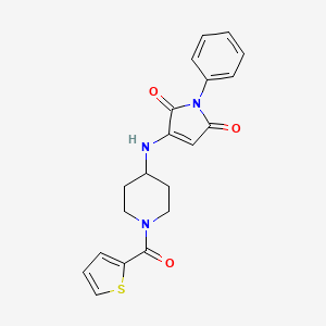 molecular formula C20H19N3O3S B11055487 1-phenyl-3-{[1-(thiophen-2-ylcarbonyl)piperidin-4-yl]amino}-1H-pyrrole-2,5-dione 