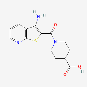 molecular formula C14H15N3O3S B11055503 1-[(3-Aminothieno[2,3-b]pyridin-2-yl)carbonyl]piperidine-4-carboxylic acid 