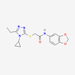 N-(1,3-benzodioxol-5-yl)-2-[(4-cyclopropyl-5-ethyl-4H-1,2,4-triazol-3-yl)sulfanyl]acetamide