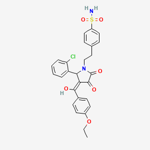 molecular formula C27H25ClN2O6S B11055564 4-(2-{2-(2-chlorophenyl)-3-[(4-ethoxyphenyl)carbonyl]-4-hydroxy-5-oxo-2,5-dihydro-1H-pyrrol-1-yl}ethyl)benzenesulfonamide 