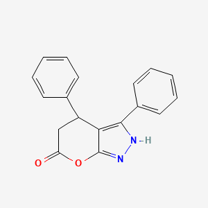 molecular formula C18H14N2O2 B11055578 3,4-diphenyl-4,5-dihydropyrano[2,3-c]pyrazol-6(1H)-one 