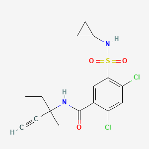 molecular formula C16H18Cl2N2O3S B11055579 2,4-dichloro-5-(cyclopropylsulfamoyl)-N-(3-methylpent-1-yn-3-yl)benzamide 