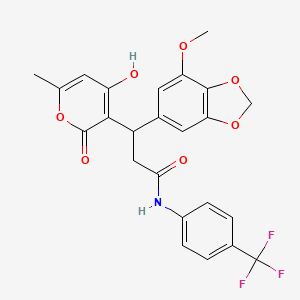 3-(4-hydroxy-6-methyl-2-oxo-2H-pyran-3-yl)-3-(7-methoxy-1,3-benzodioxol-5-yl)-N-[4-(trifluoromethyl)phenyl]propanamide