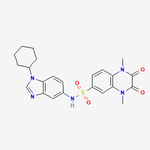 molecular formula C23H25N5O4S B11055594 N-(1-cyclohexyl-1H-benzimidazol-5-yl)-1,4-dimethyl-2,3-dioxo-1,2,3,4-tetrahydroquinoxaline-6-sulfonamide 