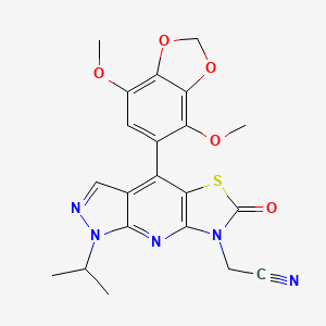 [4-(4,7-Dimethoxy-1,3-benzodioxol-5-YL)-1-isopropyl-6-oxo-1H-pyrazolo[3,4-B][1,3]thiazolo[5,4-E]pyridin-7(6H)-YL]methyl cyanide