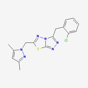 molecular formula C16H15ClN6S B11055624 3-(2-chlorobenzyl)-6-[(3,5-dimethyl-1H-pyrazol-1-yl)methyl][1,2,4]triazolo[3,4-b][1,3,4]thiadiazole 