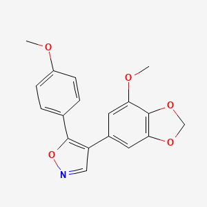 molecular formula C18H15NO5 B11055625 4-(7-Methoxy-1,3-benzodioxol-5-yl)-5-(4-methoxyphenyl)-1,2-oxazole 